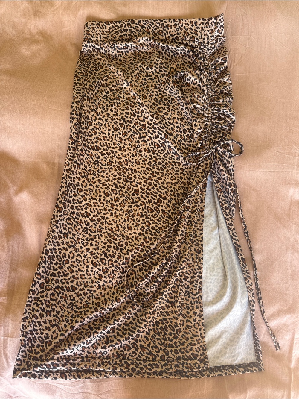 Leopard Print Midi Skirt with side slit